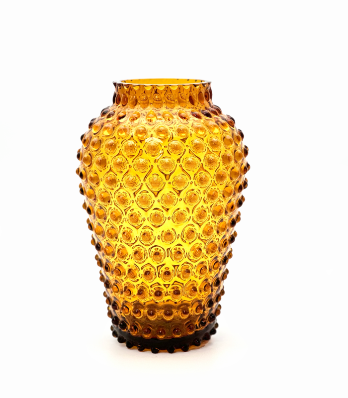 Kolekce ananas hobnail váza amber