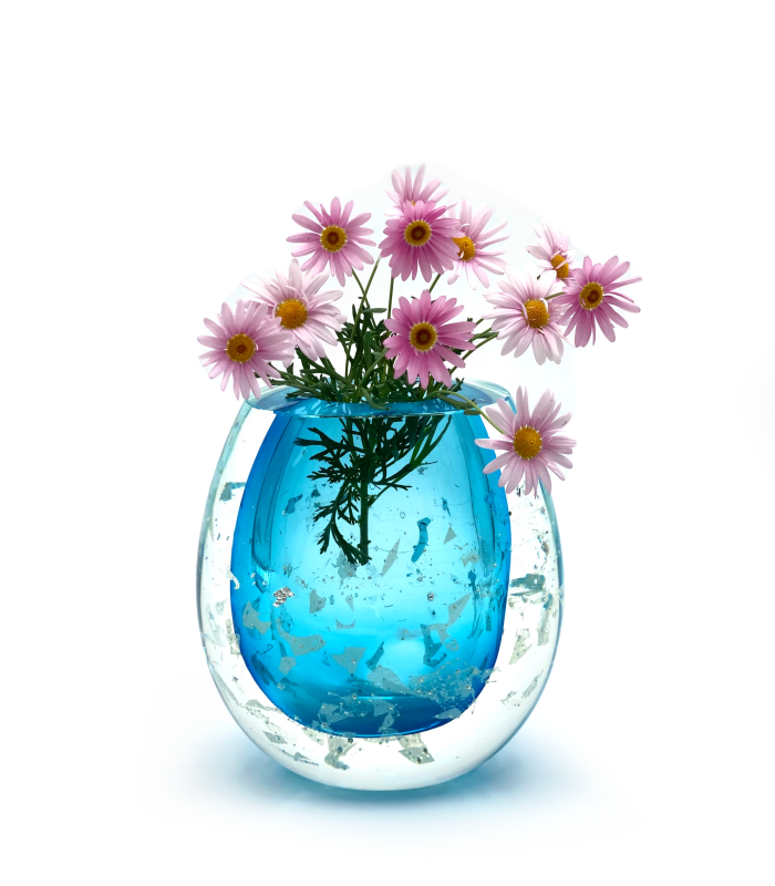 Skleněná Váza Aqua Silver_Kytka