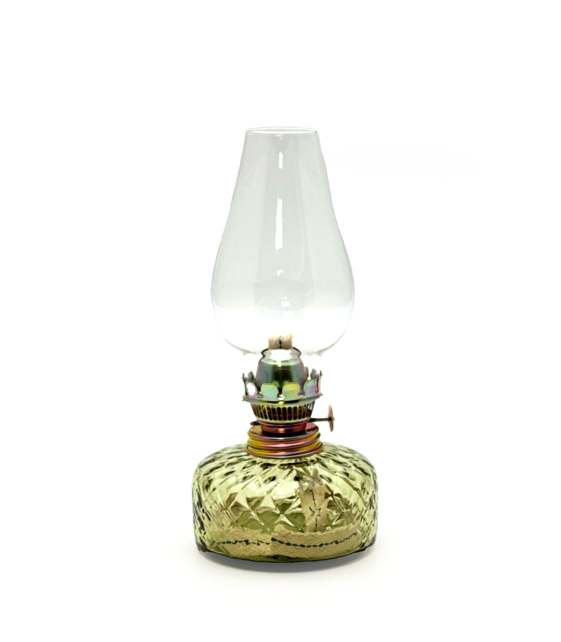 Petrolejová lampa Josefína-lesní zelená káro