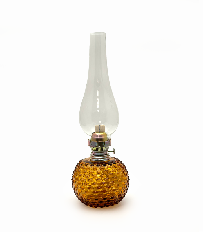 Petrolejová lampa hobnail ananas amber