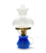 Skleněná Petrolejová lampa s ouškem modrá