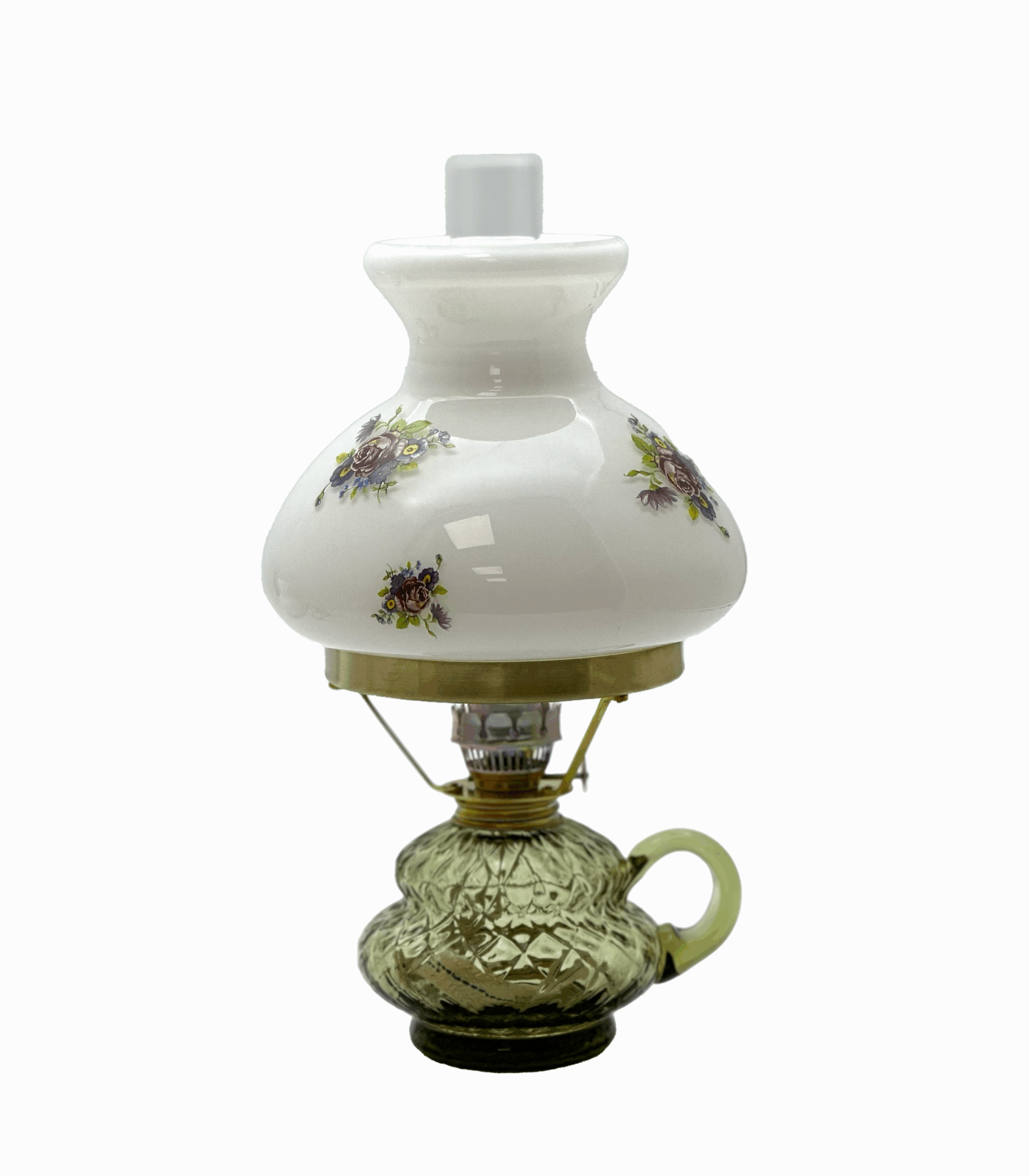 Petrolejová lampa Anna s květinovým stínidlem Petrolejová lampa Anna s květinovým stínidlem