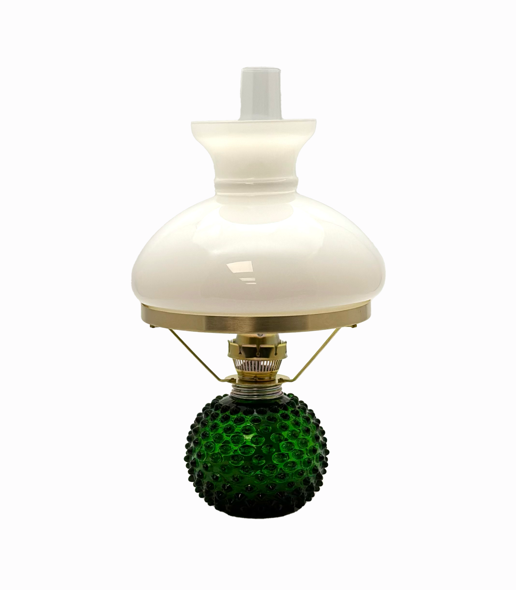 Petrolejová lampa Ema tmavě zelená hobnail