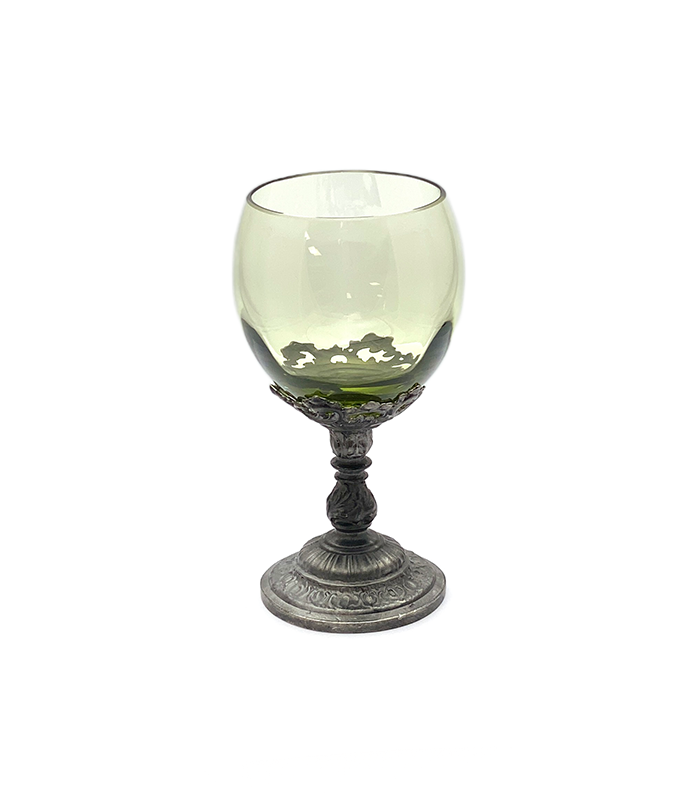 Glass decorated with pewter