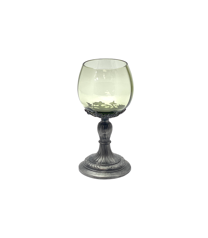 Glass decorated with pewter