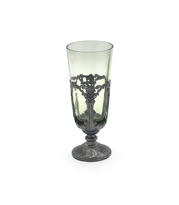 Glass decorated with pewter