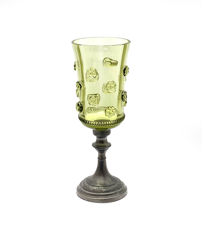 Glass decorated with pewter