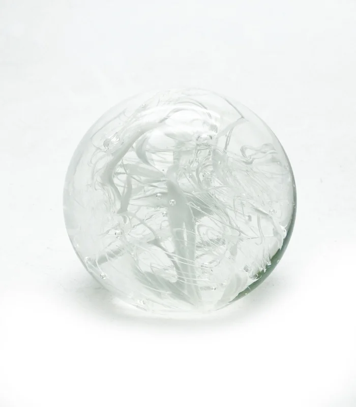 Skleněné těžítko – barevné nitě bílé