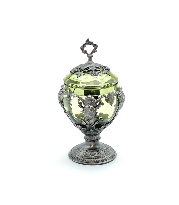 Art Nouveau pewter decorated jar