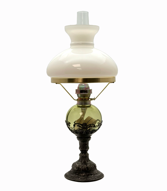 Petrolejová lampa Drahomíra zdobená cínem - komplet